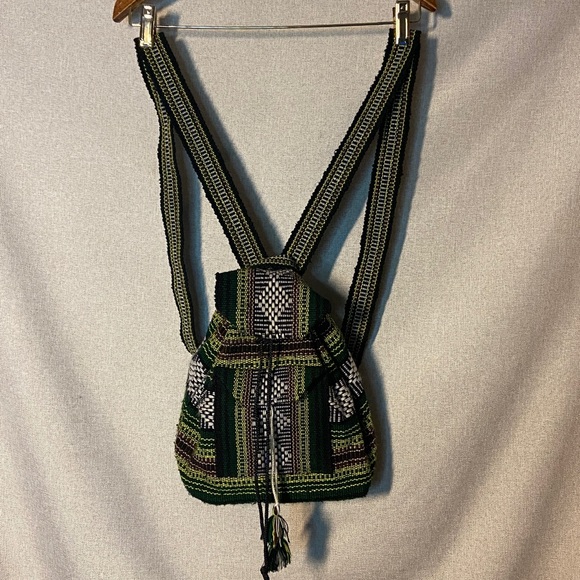 Backpack Woven Multicolor Boho Bag Hippie Drawstring - Picture 7 of 10